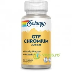 Chromium GTF (Crom) 200mcg 100 capsule vegetale - Solaray - Secom - www.naturasanat.ro