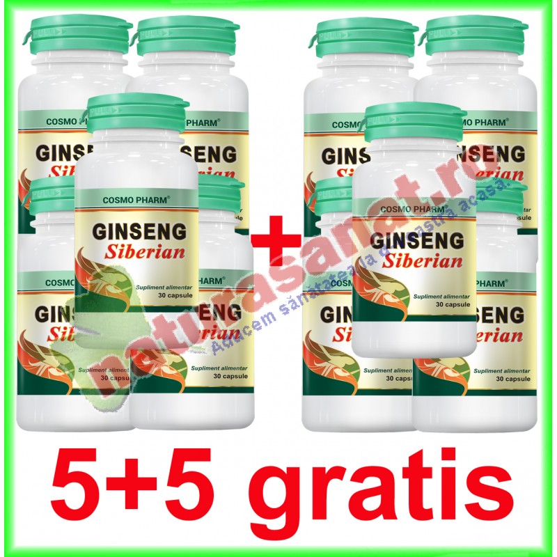 Ginseng Siberian 500 mg 30 capsule PROMOTIE 5+5 GRATIS - Cosmo Pharm