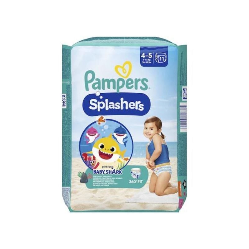 Scutece chilotel pentru apa Splashers Baby Shark, Marimea 4-5, 9-15 kg, 11 bucati, Pampers - www.naturasanat.ro