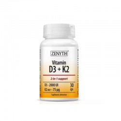 Vitamin D3 2000 UI + K2 75 mcg, 30 capsule, Zenyth - www.naturasanat.ro