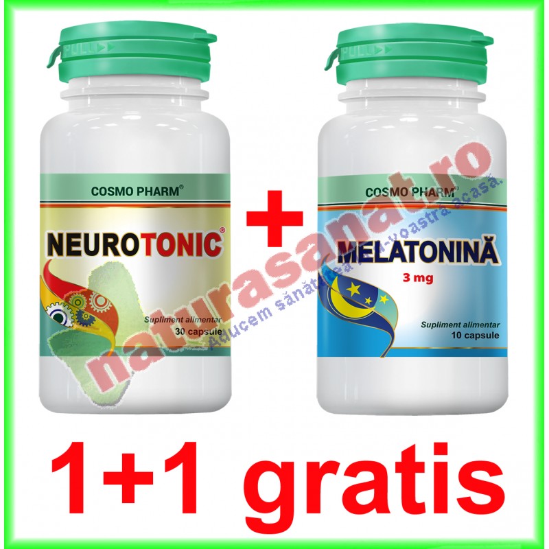 Neurotonic 30 capsule + Melatonina 3 mg 10 capsule GRATIS PROMOTIE - Cosmo Pharm - www.naturasanat.ro