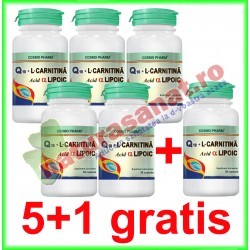Q10 + L-Carnitina Acid Alfa Lipoic 30 capsule PROMOTIE 5+1 GRATIS - Cosmo Pharm - www.naturasanat.ro