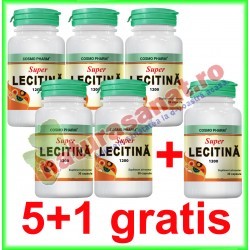 Super Lecitina 1200 mg 30 capsule PROMOTIE 5+1 GRATIS - Cosmo Pharm - www.naturasanat.ro