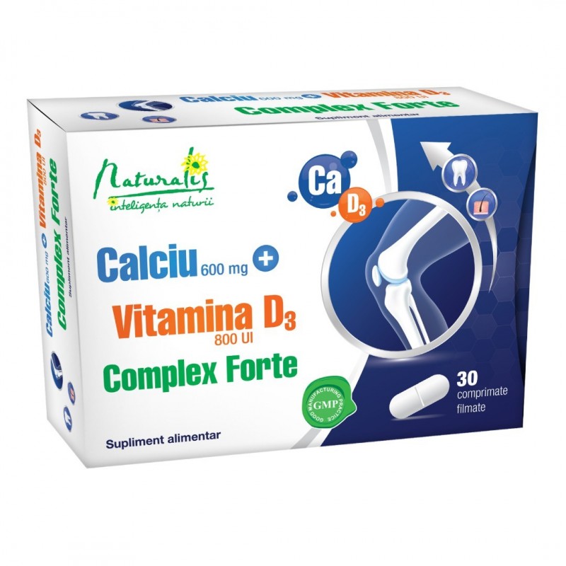 Naturalis Calciu cu Vitamina D3 Complex Forte, 30 comprimate - www.naturasanat.ro