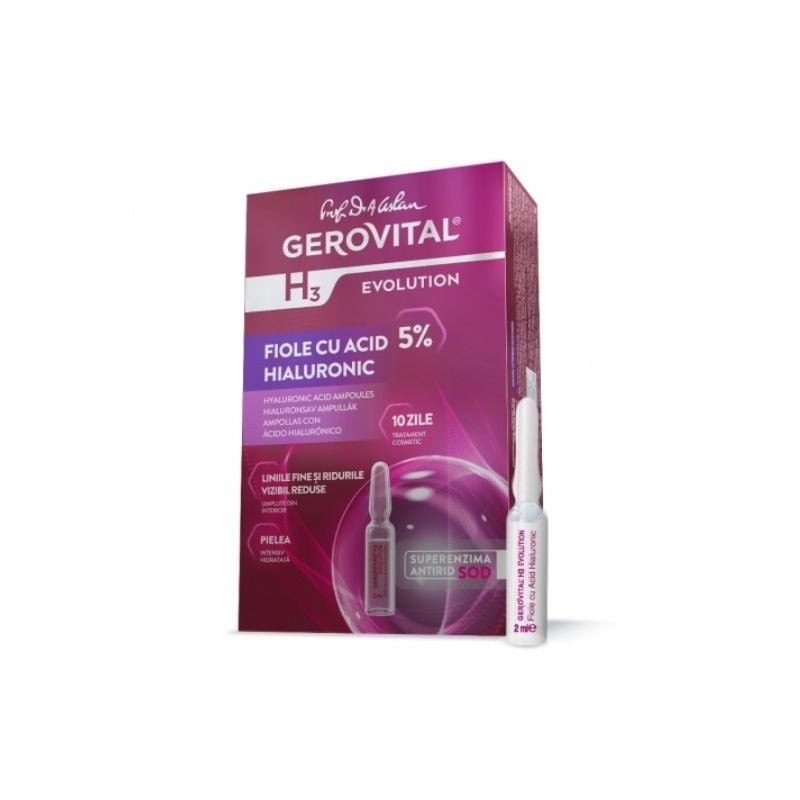 Gerovital H3 Evolution fiole cu acid hialuronic 5%, 10 fiole - www.naturasanat.ro