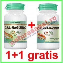 Calciu + Magneziu + Zinc 30 tablete PROMOTIE 1+1 GRATIS - Cosmo Pharm - www.naturasanat.ro