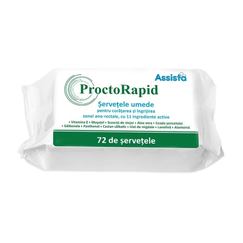 Assista ProctoRapid servetele umede pentru igiena ano-rectala x 72 buc - www.naturasanat.ro
