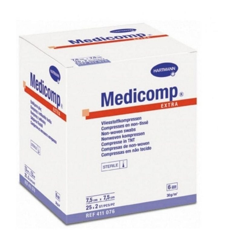 HartMann Medicomp Extra steril 7,5x7,5 cm, 25 plicuri - www.naturasanat.ro
