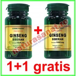Ginseng Siberian 100 mg 60 capsule PROMOTIE 1+1 GRATIS - Cosmo Pharm - www.naturasanat.ro