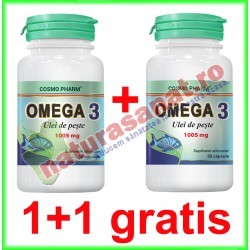 Omega 3 Ulei de Peste 1005 mg 30 capsule PROMOTIE 1+1 GRATIS - Cosmo Pharm - www.naturasanat.ro