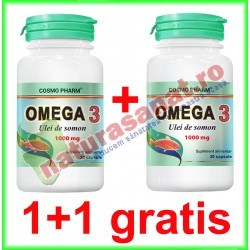 Omega 3 Ulei de Somon 100 mg 30 capsule PROMOTIE 1+1 GRATIS - Cosmo Pharm - www.naturasanat.ro