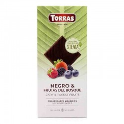 Ciocolata neagra 58% cu fructe de padure cu STEVIA, 125g, Torras - www.naturasanat.ro