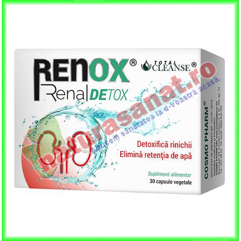 Renox Renal Detox 30 capsule vegetale - Cosmo Pharm - www.naturasanat.ro