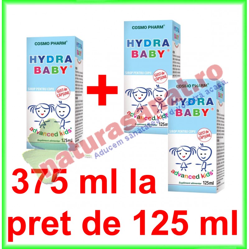 Hydra Baby Sirop PROMOTIE 375 ml la pret de 125 ml - Cosmo Pharm - www.naturasanat.ro