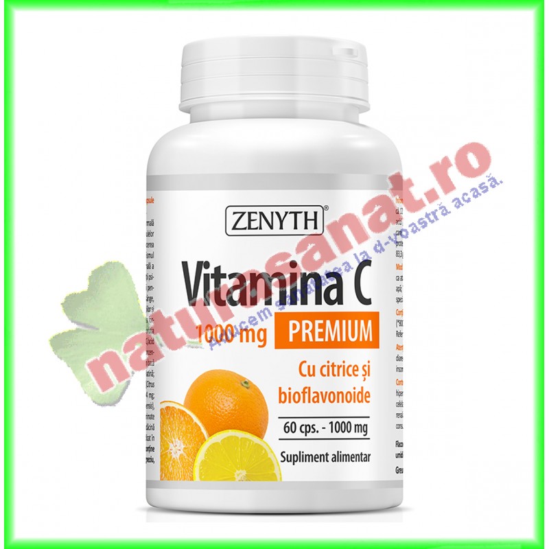 Vitamina C Premium cu Citrice 1000 mg 60 capsule - Zenyth - www.naturasanat.ro