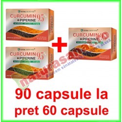 Curcumin + Piperine 95% 90 capsule la pret de 60 capsule vegetale - Cosmo Pharm - www.naturasanat.ro