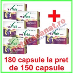 Resveratrol Resvida 100 mg PROMOTIE 180 capsule la pret de 150 capsule - Cosmo Pharm - www.naturasanat.ro