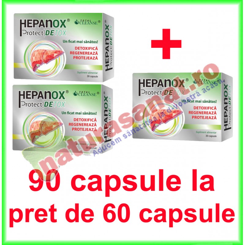 Hepanox Protect Detox PROMOTIE 90 capsule la pret de 60 capsule (2+1) - Cosmo Pharm - www.naturasanat.ro
