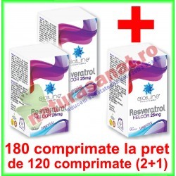 Resveratrol PROMOTIE 180 comprimate la pret de 120 comprimate (2+1) - Helcor - www.naturasanat.ro - 0722737992
