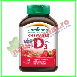 Vitamina D3 (copii) 400UI 100 tablete masticabile - Jamieson - www.naturasanat.ro