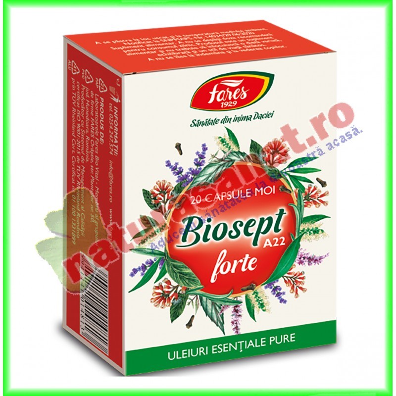 Biosept Forte A22 20 capsule - Fares - www.naturasanat.ro