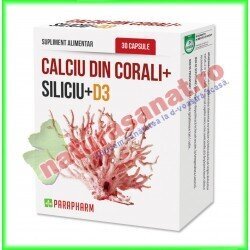 Calciu din Corali + Siliciu + D3 30 capsule - Parapharm - www.naturasanat.ro