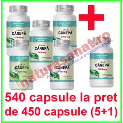 Ulei de Canepa 1000 mg PROMOTIE 540 capsule la pret de 450 capsule (5+1) - Cosmo Pharm - www.naturasanat.ro