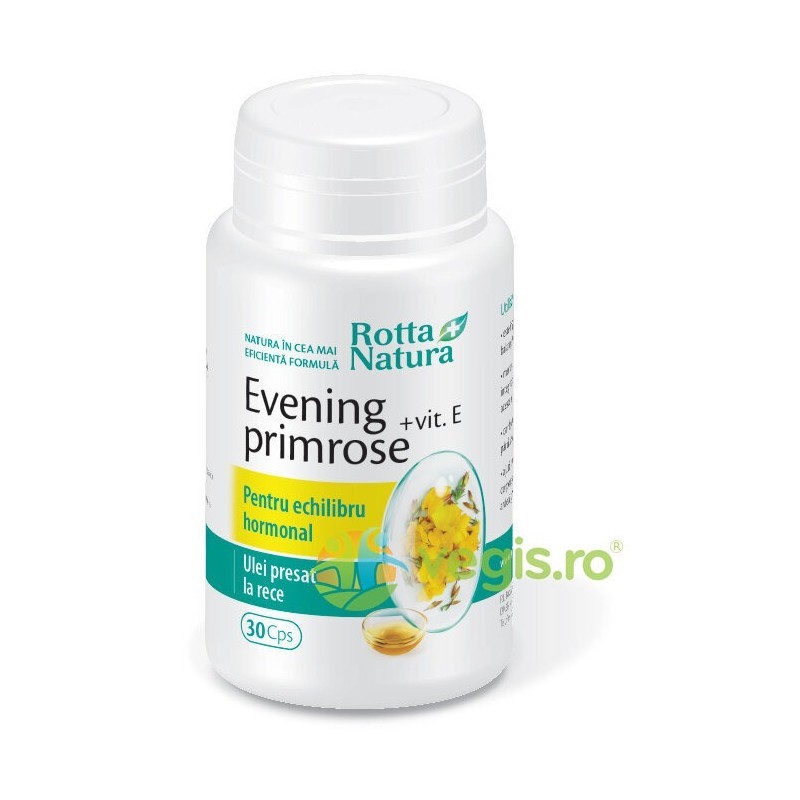 Evening Primrose (Luminita noptii)+Vitamina E 30 capsule - Rotta Natura - www.naturasanat.ro