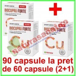 BioCupru Forte PROMOTIE 90 capsule la pret de 60 capsule (2+1) - Parapharm - www.naturasanat.ro