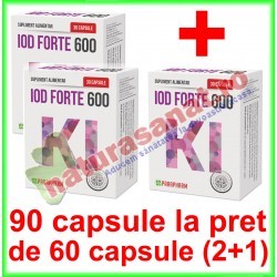 Iod Forte 600 PROMOTIE 90 capsule la pret de 60 capsule (2+1) - Parapharm - www.naturasanat.ro