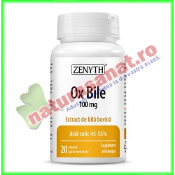 Ox Bile (extract de bila bovina) 100 mg 20 capsule - Zenyth - www.naturasanat.ro