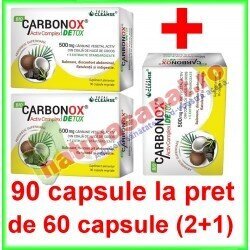 Carbonox Activ Complex Detox PROMOTIE 90 capsule la pret de 60 capsule (2+1) - Cosmo Pharm - www.naturasanat.ro