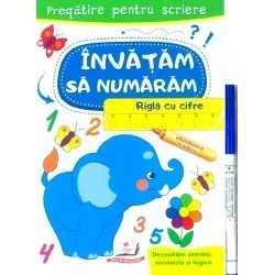Scrie si sterge. Invatam sa numaram. Rigla cu cifre. Caiet refolosibil  whiteboard marker - www.naturasanat.ro
