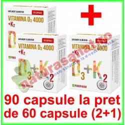 Vitamina D3 + K2 PROMOTIE 90 capsule la pret de 60 capsule (2+1) - Parapharm - www.naturasanat.ro