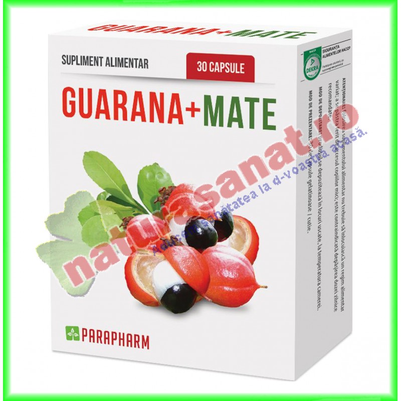 Guarana + Mate 30 capsule - Parapharm - www.naturasanat.ro