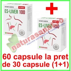 Es-Liver 100 PROMOTIE 60 capsule la pret de 30 capsule (1+1) - Parapharm - www.naturasanat.ro