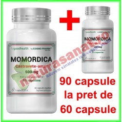 Momordica 500 mg PROMOTIE 90 capsule la pret de 60 capsule (60+30) - Goodhealth - Cosmo Pharm - www.naturasanat.ro